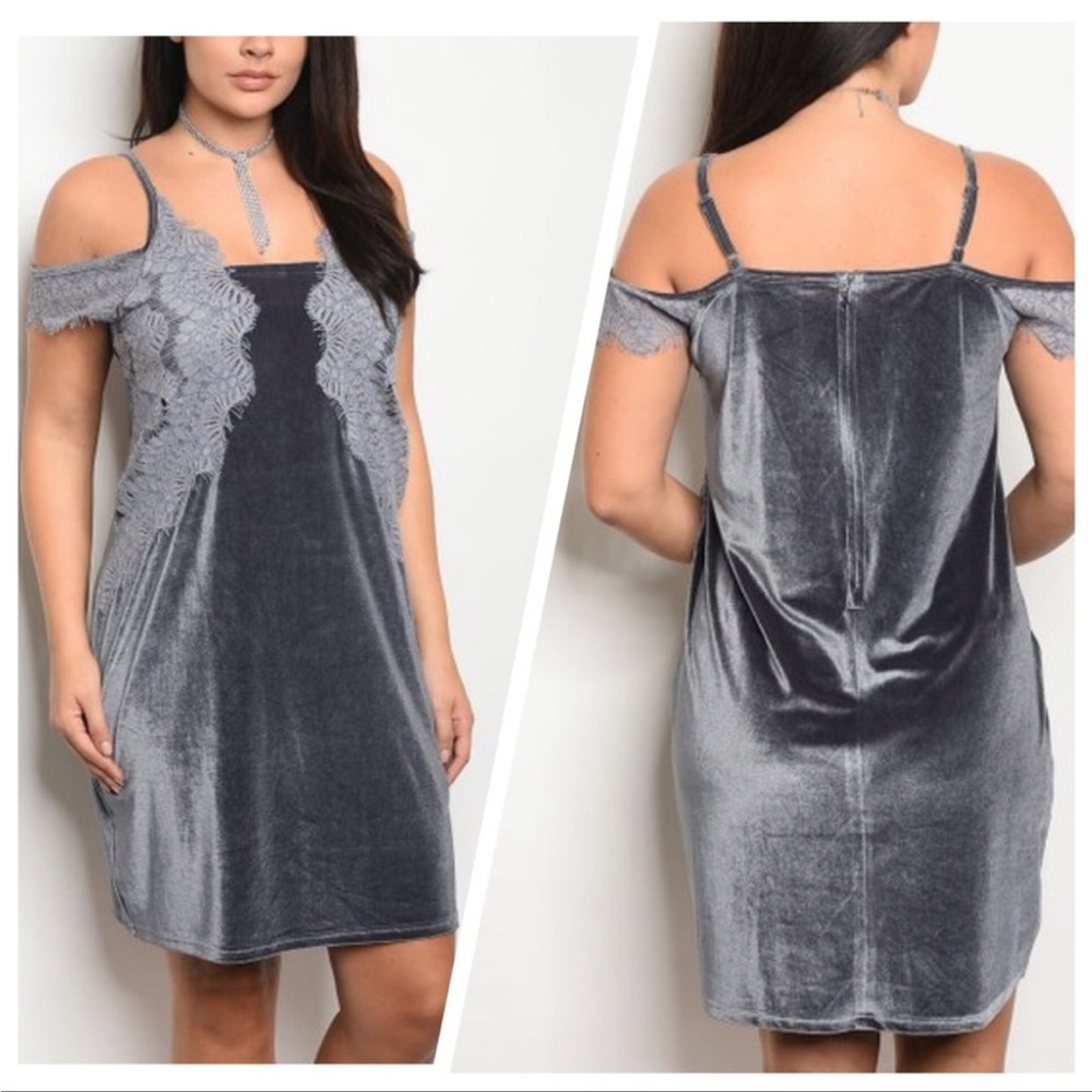 NEW•2X• Great Gatsby Velvet & Lace Elegant Art Deco Style Dress